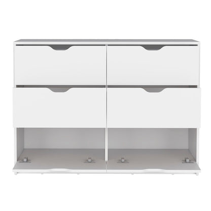 42" White Six Drawer Double Dresser