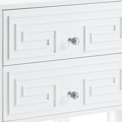 24" White And Clear Wood And Acrylic End Table With Two Drawers