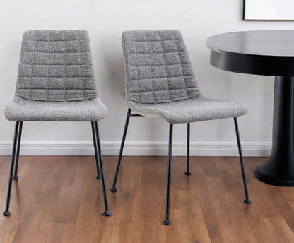Set of Two Gray And Black Upholstered Fabric Dining Side Chairs