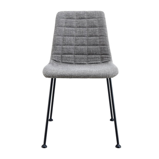 Set of Two Gray And Black Upholstered Fabric Dining Side Chairs