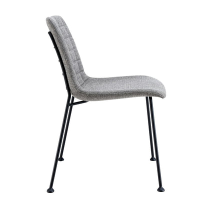 Set of Two Gray And Black Upholstered Fabric Dining Side Chairs