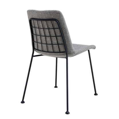 Set of Two Gray And Black Upholstered Fabric Dining Side Chairs