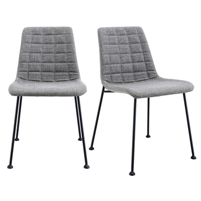 Set of Two Gray And Black Upholstered Fabric Dining Side Chairs
