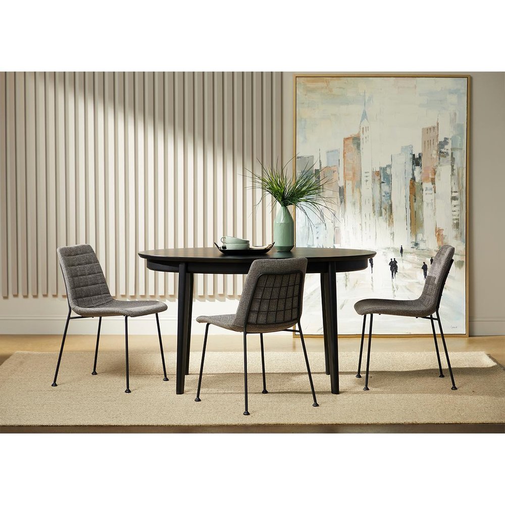 Set of Two Gray And Black Upholstered Fabric Dining Side Chairs