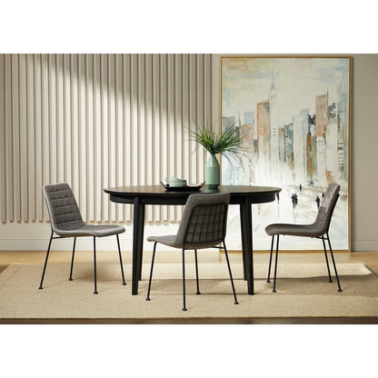 Set of Two Gray And Black Upholstered Fabric Dining Side Chairs