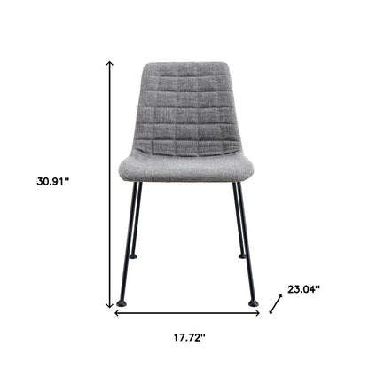 Set of Two Gray And Black Upholstered Fabric Dining Side Chairs
