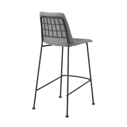 Set of Two 26" Light Gray and Black Fabric and Steel Low Back Counter Height Bar Chairs