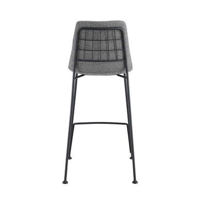 Set of Two 26" Light Gray and Black Fabric and Steel Low Back Counter Height Bar Chairs
