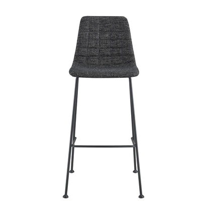 Set of Two 30" Black Fabric and Steel Low Back Bar Height Bar Chairs