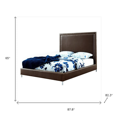 Navy Blue Solid Wood King Upholstered Velvet Bed with Nailhead Trim