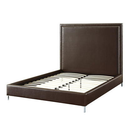 Navy Blue Solid Wood King Upholstered Velvet Bed with Nailhead Trim