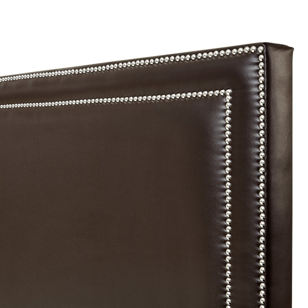Navy Blue Solid Wood King Upholstered Velvet Bed with Nailhead Trim