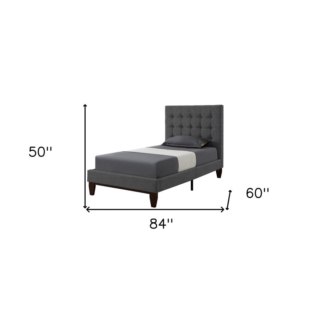 Gray Solid Wood King Tufted Upholstered Velvet Bed