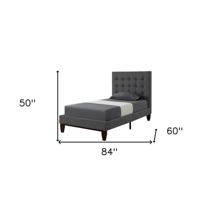 Gray Solid Wood King Tufted Upholstered Velvet Bed