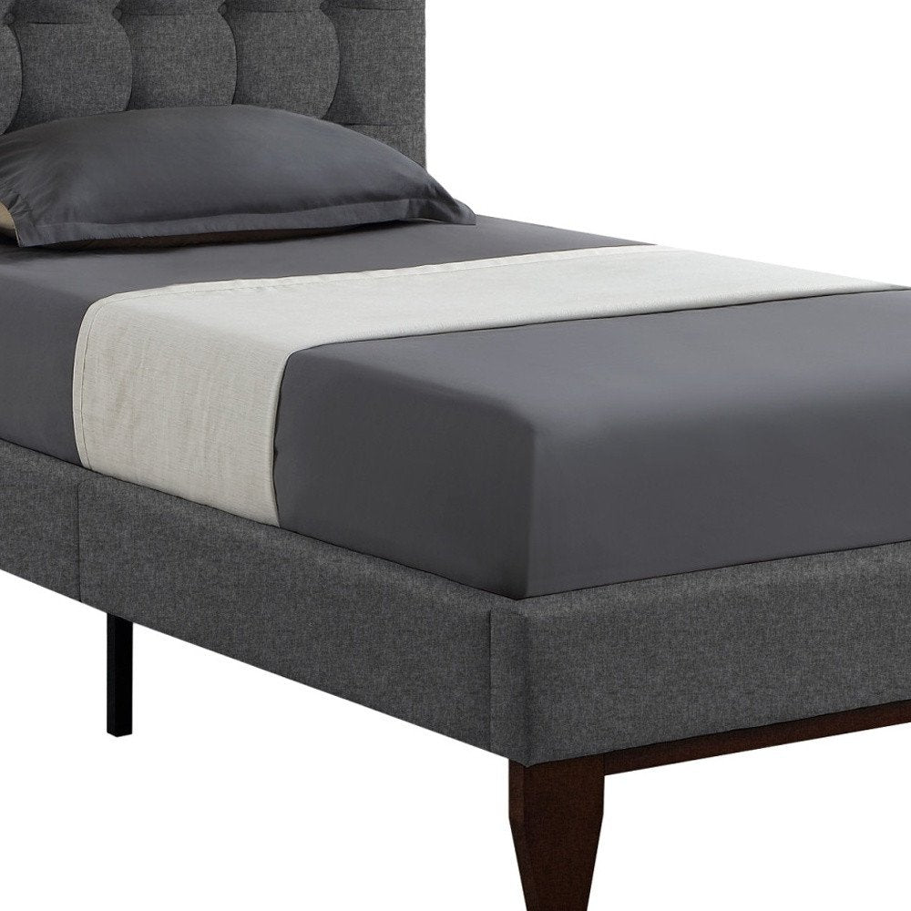 Gray Solid Wood King Tufted Upholstered Velvet Bed