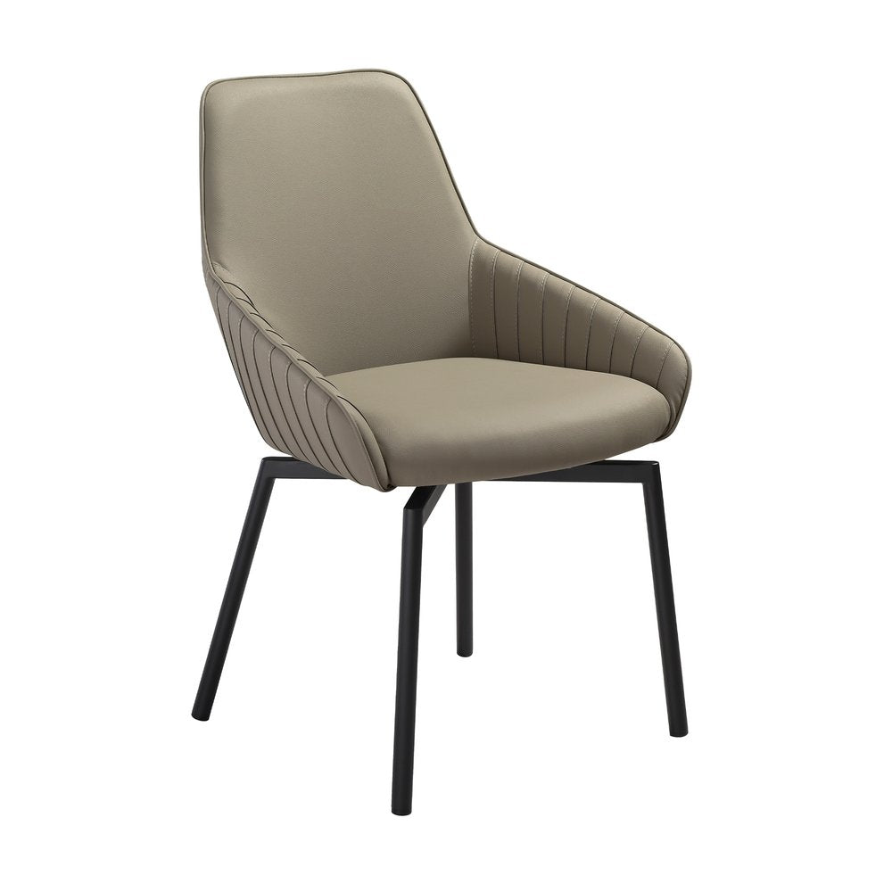 Seven Piece Gray and Black Composite Stone Dining Set with Six Chairs