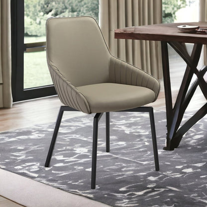 Seven Piece Gray and Black Composite Stone Dining Set with Six Chairs