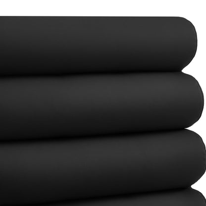 Set of Two Tufted Black And Gold Upholstered Faux Leather Dining Side Chairs