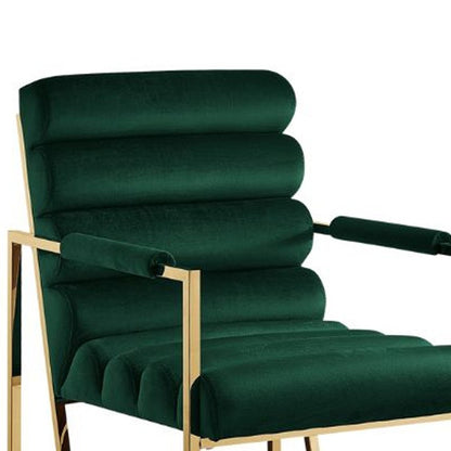Set of Two Tufted Black And Silver Metallic Upholstered Velvet Dining Arm Chairs