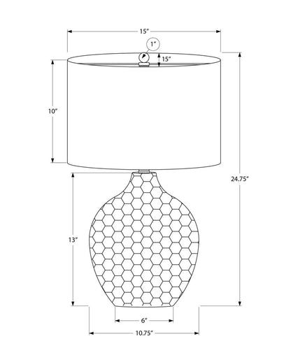 25" Brown Geometric Table Lamp With Black Drum Shade