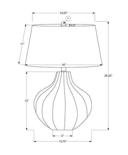 24" Blue Ceramic Gourd Table Lamp With Cream Empire Shade