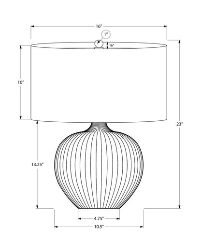 23" Black Ceramic Round Table Lamp With Black Drum Shade