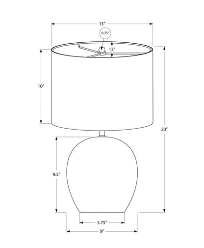 20" Gray Concrete Round Table Lamp With Ivory Drum Shade