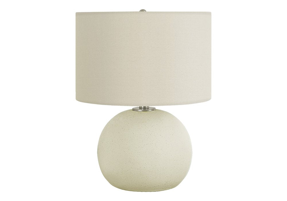 18" Cream Ceramic Round Table Lamp With Cream Drum Shade