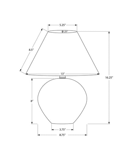 16" Cream Ceramic Round Table Lamp With Cream Empire Shade