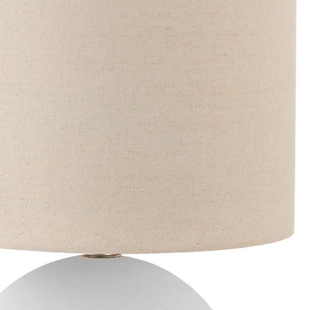 16" Cream Ceramic Round Table Lamp With Cream Drum Shade