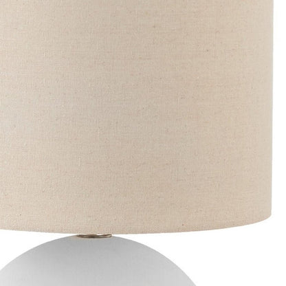 16" Cream Ceramic Round Table Lamp With Cream Drum Shade