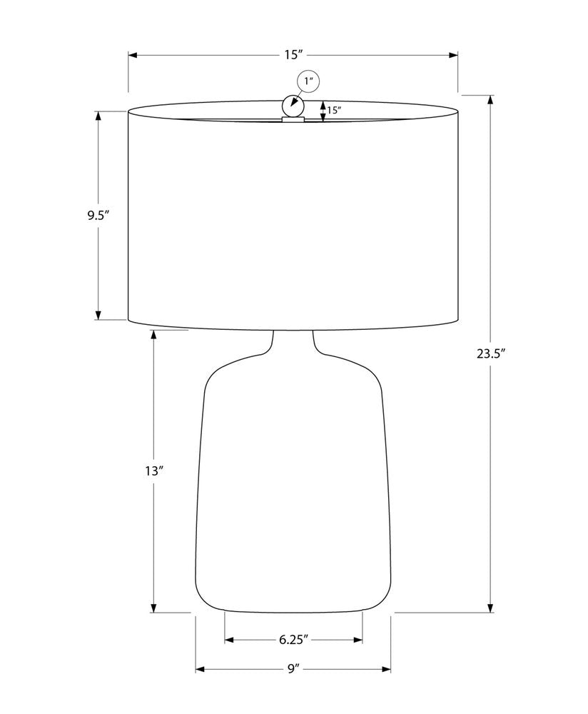 24" Black Ceramic Round Table Lamp With Beige Drum Shade