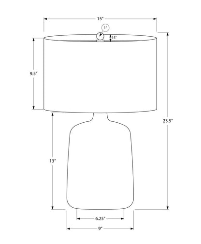 24" Black Ceramic Round Table Lamp With Beige Drum Shade