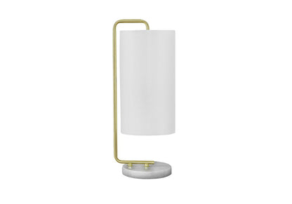 20" Gold and White Marble Round Arched Table Lamp With Ivory Drum Shade