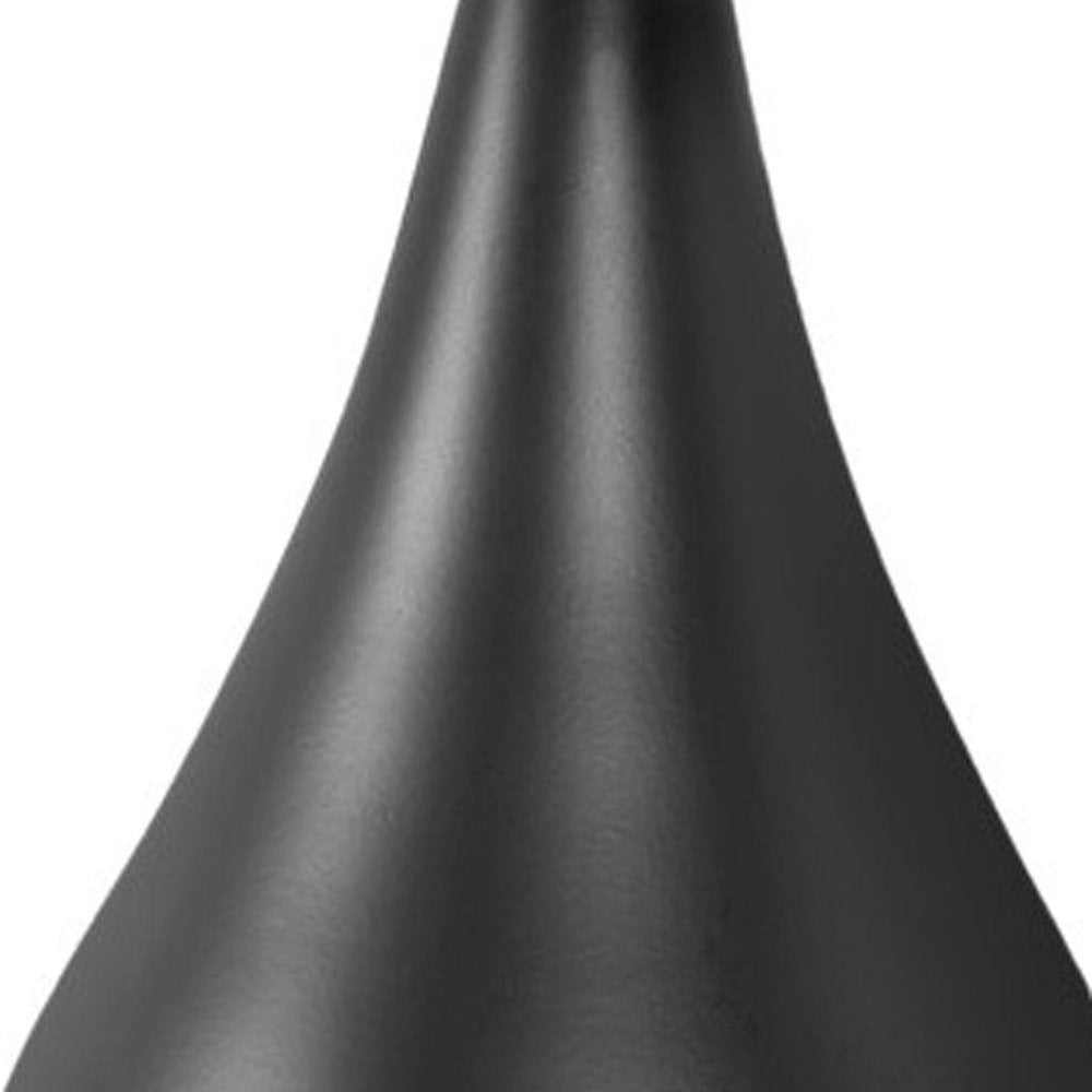 Set of Two 18" Black Metal Round Table Lamps With Ivory Drum Shade