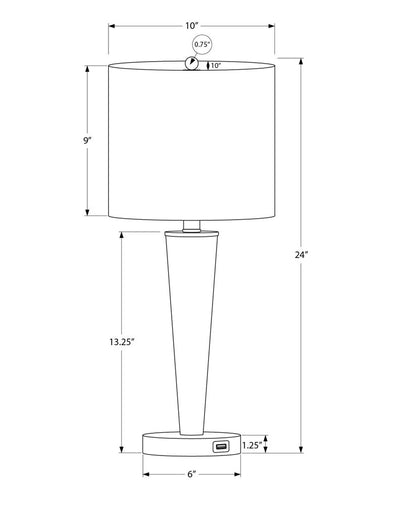 Set of Two 24" Silver Metal Candlestick USB Table Lamps With Gray Drum Shade