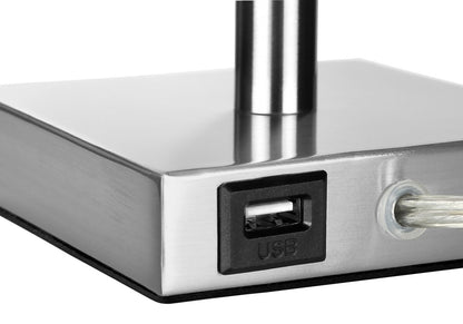 Set of Two 17" Silver Metal Candlestick USB Table Lamps With Ivory Drum Shade