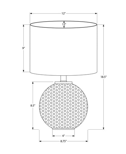 19" Gray Round Table Lamp With Ivory Drum Shade