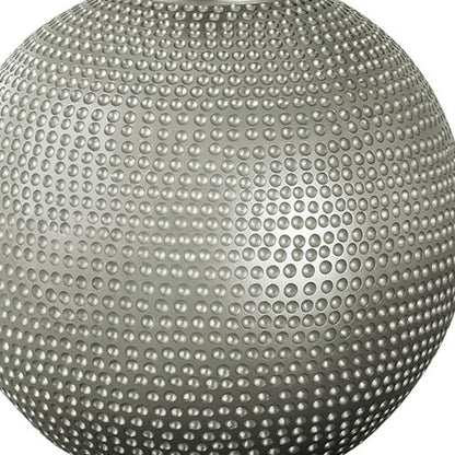 19" Gray Round Table Lamp With Ivory Drum Shade