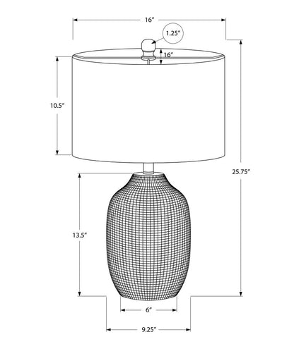 26" Cream Ceramic Urn Table Lamp With Cream Drum Shade