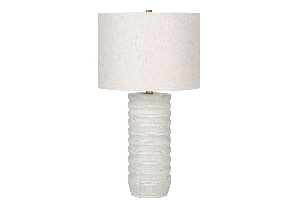 28" Cream Cylinder Table Lamp With Cream Drum Shade