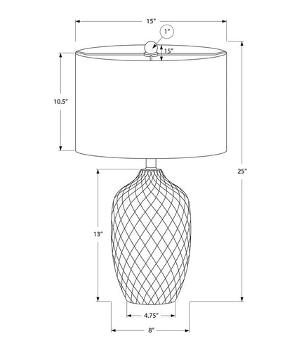 25" Cream Ceramic Urn Table Lamp With Cream Drum Shade