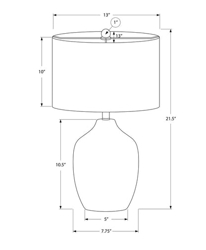 22" Black Ceramic Urn Table Lamp With Ivory Drum Shade