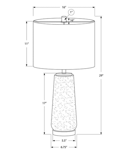 29" Gray and Silver Cylinder Table Lamp With Ivory Drum Shade