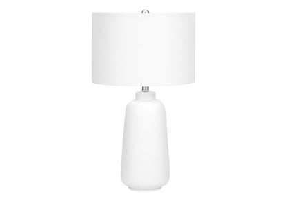 26" Cream Ceramic Cylinder Table Lamp With Cream Drum Shade