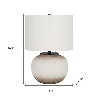 21" Cream Ceramic Round Table Lamp With Cream Drum Shade