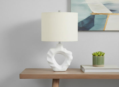 25" Cream Novelty Table Lamp With Cream Drum Shade