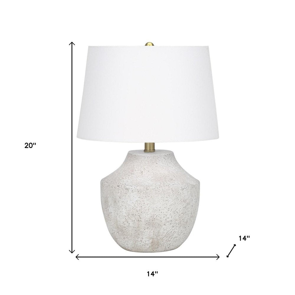 20" Cream Concrete Urn Table Lamp With Cream Empire Shade