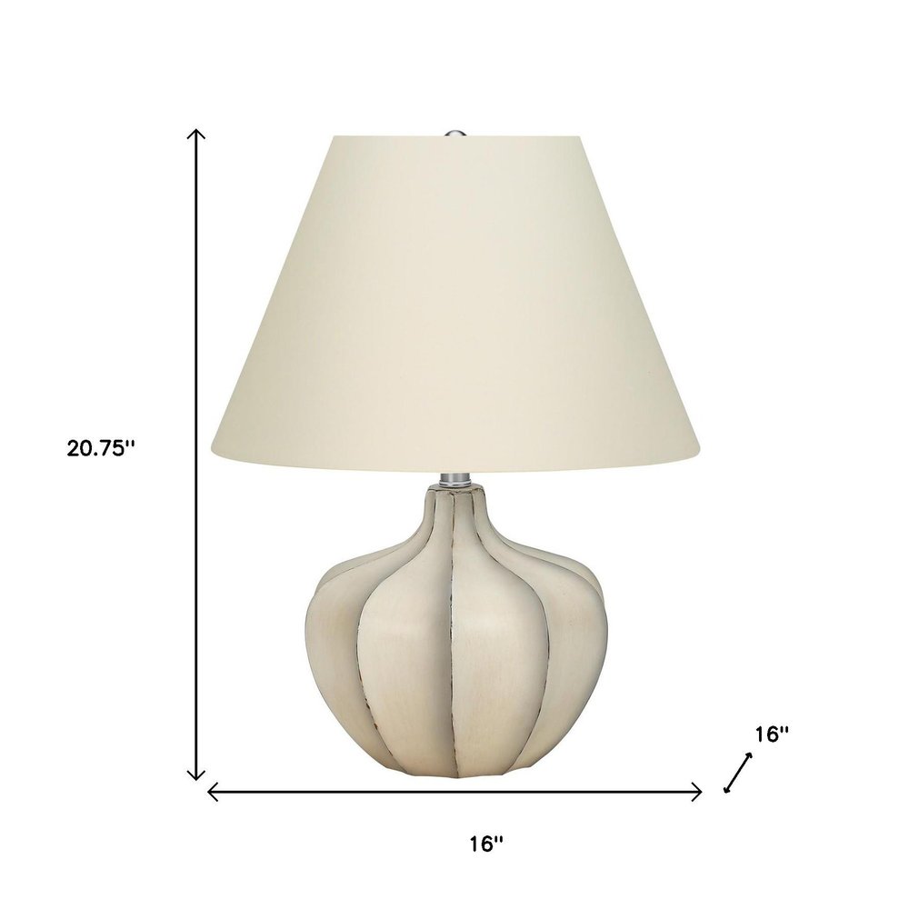 21" Cream Round Table Lamp With Cream Empire Shade