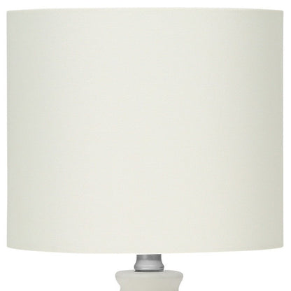17" Cream Ceramic Round Table Lamp With Cream Drum Shade